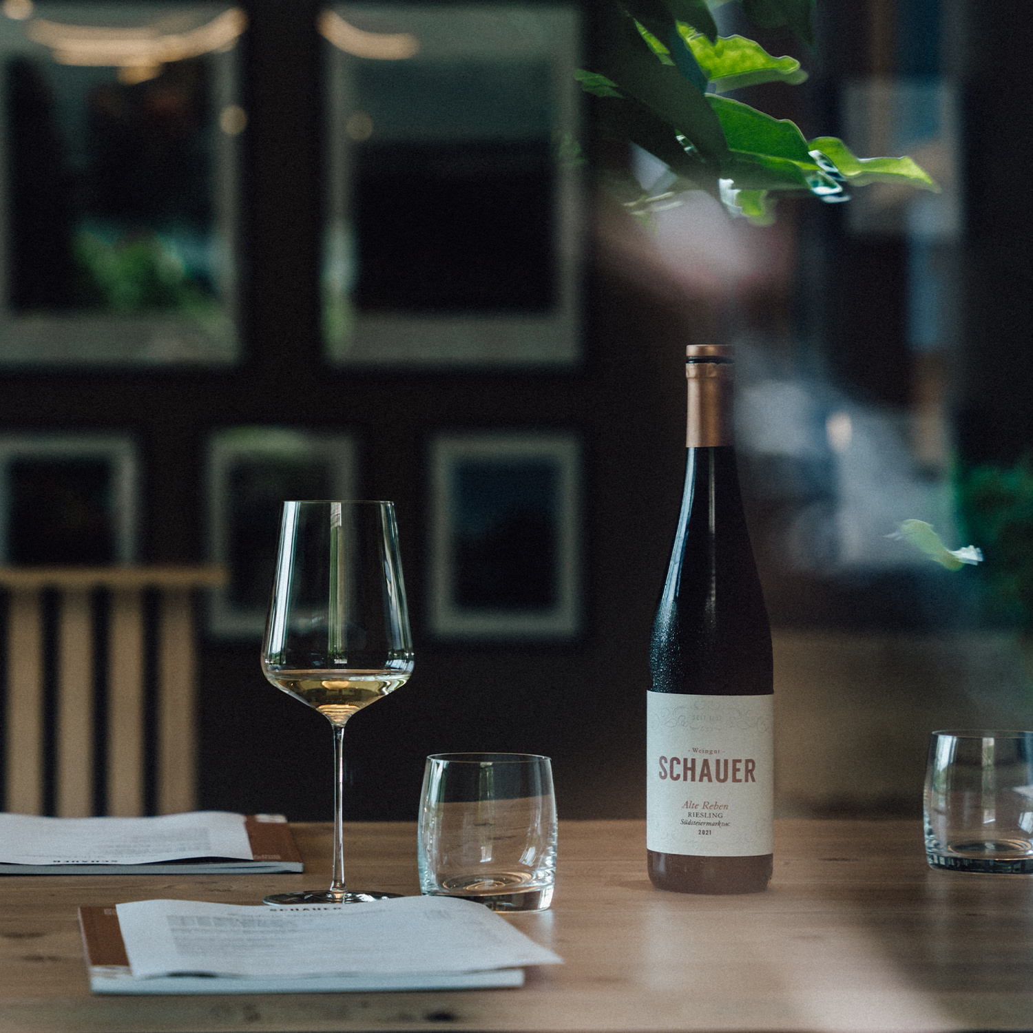 Eine Flasche Wein und ein Weißwein im Glas